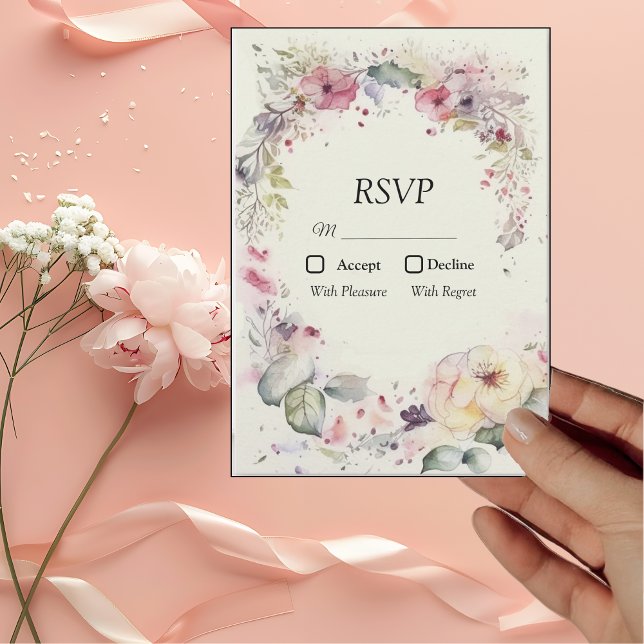 Elegant Ring of Flowers Water Colour RSVP Card (Creator Uploaded)