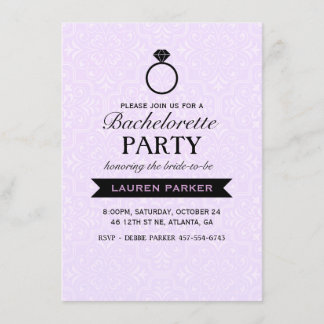 Elegant Ring Purple & Black Bachelorette Invite
