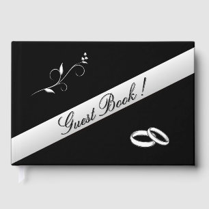 Elegant Rings Black and White Wedding Guest Book