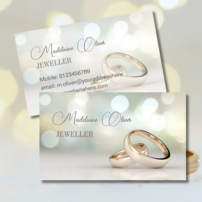 Elegant Rings Jeweller Celebrant Professional Business Card (Creator Uploaded)