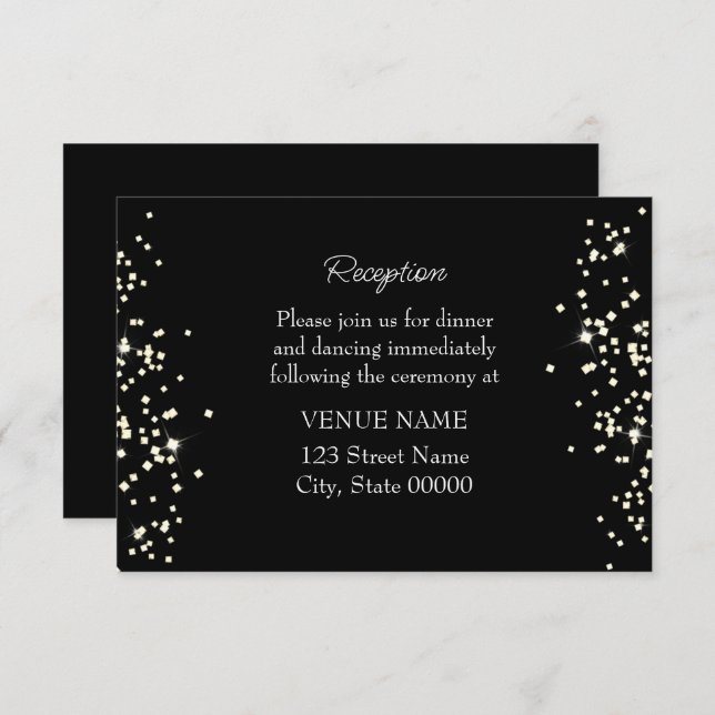 Elegant Rings Rhinestones Wedding Reception Card (Front/Back)