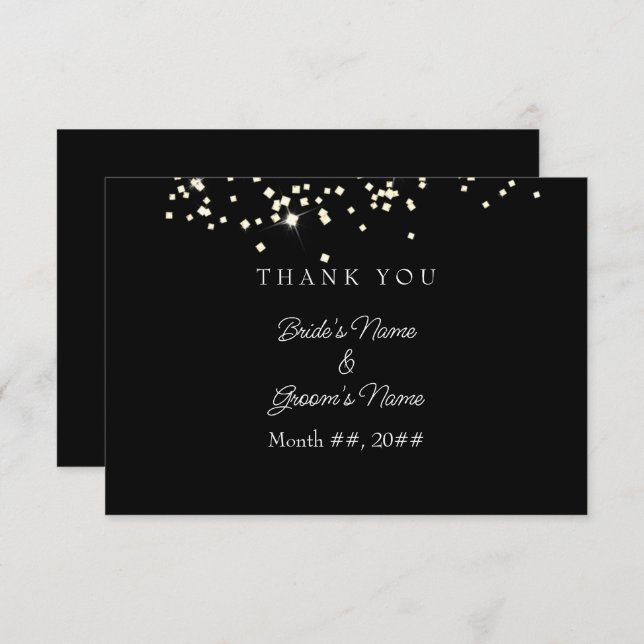 Elegant Rings Rhinestones Wedding Thank You Card (Front/Back)