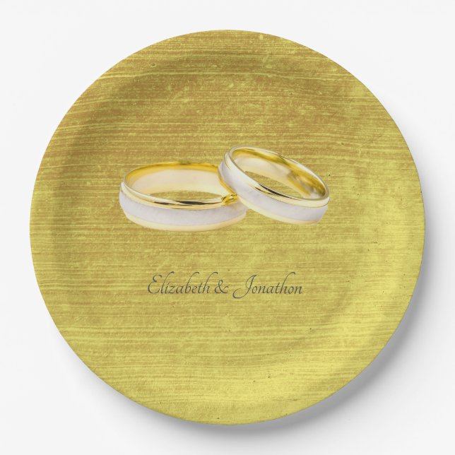 Elegant Rings Simple Wedding  Paper Plate (Front)