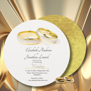 Elegant Rings  Simple Wedding Round Invitation