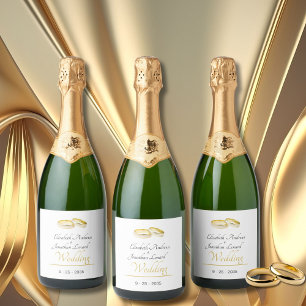 Elegant Rings Simple Wedding Sparkling Wine Label