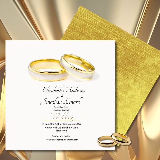 Elegant Rings  Simple Wedding Square Invitation (Creator Uploaded)