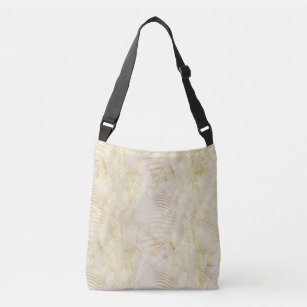 Elegant Ripple Cream & Gold  Crossbody Bag