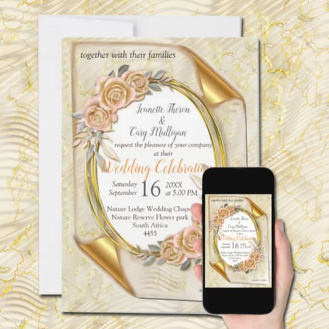Elegant Ripple Cream & Gold Invitation (Creator Uploaded)