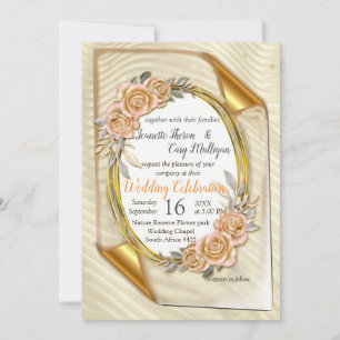 Elegant Ripple Cream & Gold Invitation
