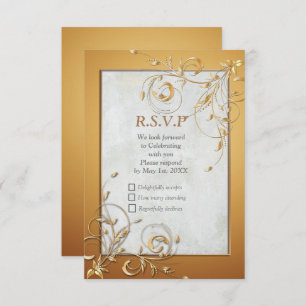 Elegant Ripple Cream & Gold RSVP Card