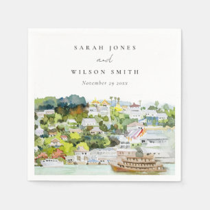 Elegant River Cruise Country Landscape Wedding Napkin