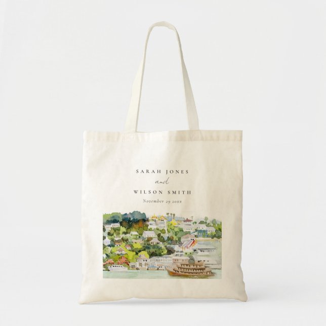 Elegant River Cruise Country Landscape Wedding Tote Bag (Front)