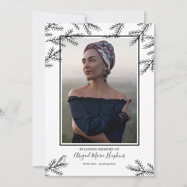 Elegant Robin Bird Funeral Thank You Bereavement (Front)