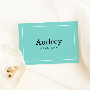 Elegant Robin Egg Blue Monogram Folded Note Card