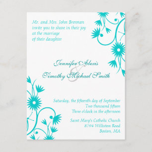 Elegant Robin's Egg Blue floral wedding invitation