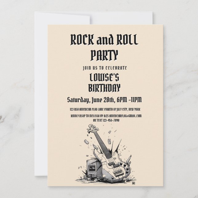 Elegant Rock And Roll party Invitation (Front)
