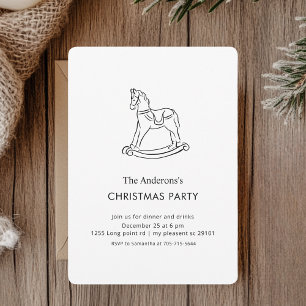 "Elegant Rocking Horse Christmas Party Invitation