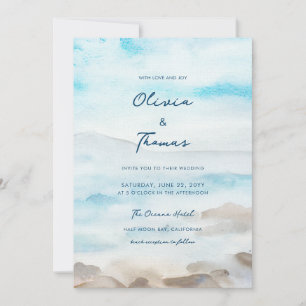 Elegant Rocky Coast Mist Ocean Sea Lake Wedding Invitation