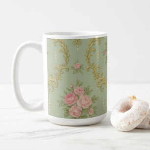 Elegant Rococo Floral Pattern in Soft Pastels Coffee Mug