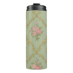 Elegant Rococo Floral Pattern in Soft Pastels Thermal Tumbler