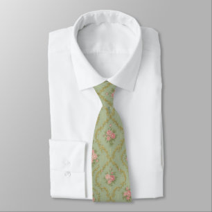 Elegant Rococo Floral Pattern in Soft Pastels Tie