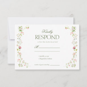 Elegant Rococo floral Wedding RSVP Card