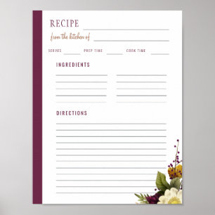 Elegant rom the kitchen of blank recipe template poster