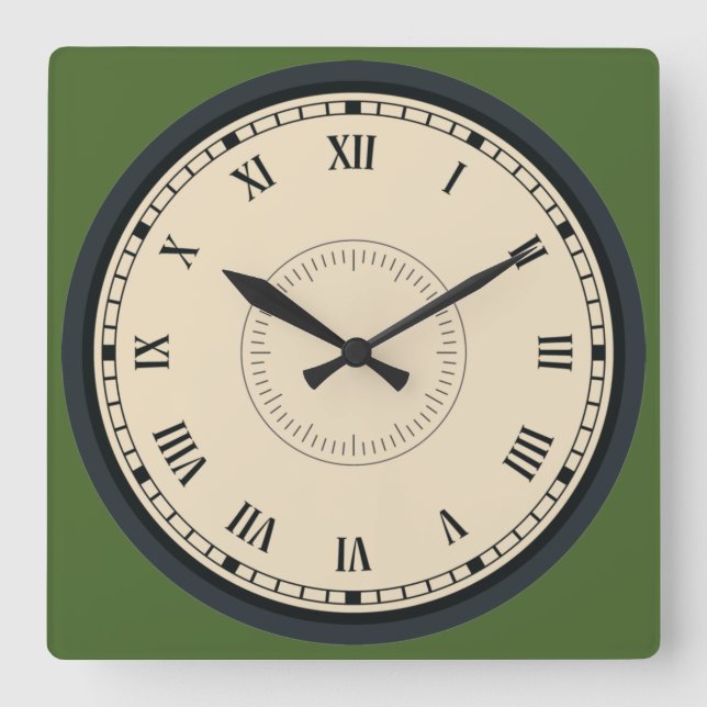 Elegant Roman Numeral Square Wall Clock (Front)