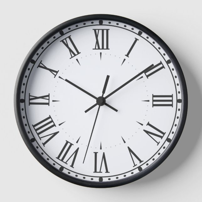 Elegant Roman Numeral Wall Clock ⏳ Black & White (Front)