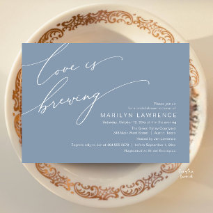 Elegant Romance Bridal Shower Dusty Blue Brewery Invitation