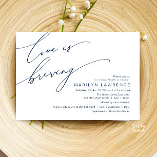 Elegant Romance Bridal Shower Navy Blue Brewery Invitation