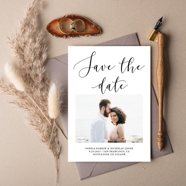 Elegant Romance | Minimalist Photo Save the Date Magnetic Invitation (Creator Uploaded)