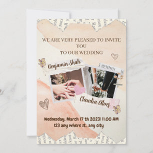 Elegant Romance Minimalist Two Photo Wedding Invitation