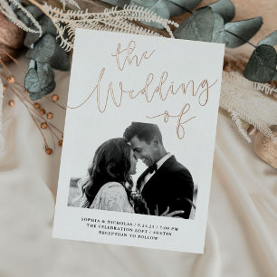 Elegant Romance   Rose Gold Foil Photo Wedding