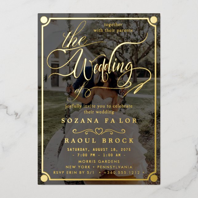 Elegant Romance | Rose Gold Foil Photo Wedding (Front)