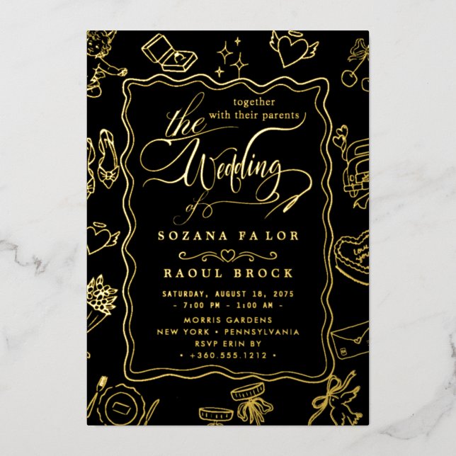 Elegant Romance | Rose Gold Foil  Wedding (Front)