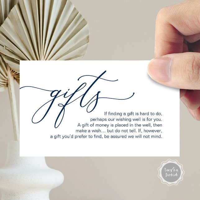 Elegant Romantic, A note on gifts, Money Cash Enclosure Card (Elegant Romantic, A note on gifts, Honeymoon Fund, Money Cash Enclosure Card, in Navy Blue scheme.)
