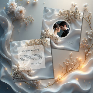 Elegant romantic babys breath floral wedding photo thank you card