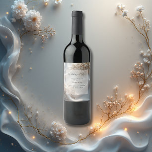 Elegant romantic babys breath floral wedding wine label