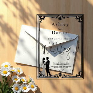 Elegant Romantic Black And White Classic Wedding Acrylic Invitations