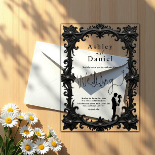 Elegant Romantic Black And White Classic Wedding Acrylic Invitations