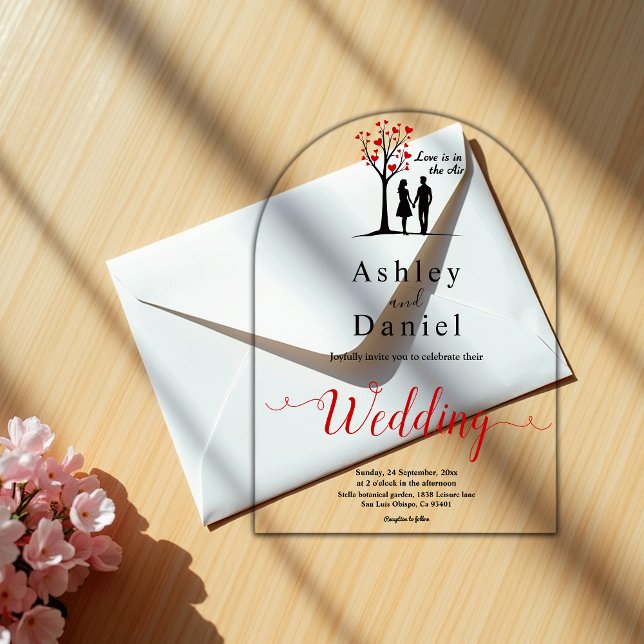 Elegant Romantic Black And White Couple Wedding Acrylic Invitations (Creator Uploaded)