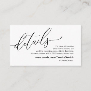 Elegant romantic, Black, Our Wedding Details Enclosure Card