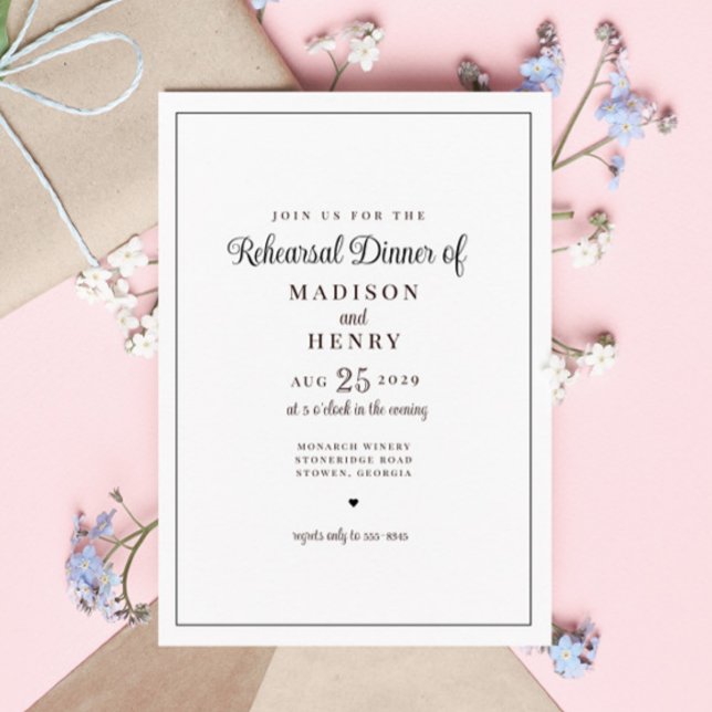 Elegant Romantic Black & White Rehearsal Dinner Invitation (Creator Uploaded)