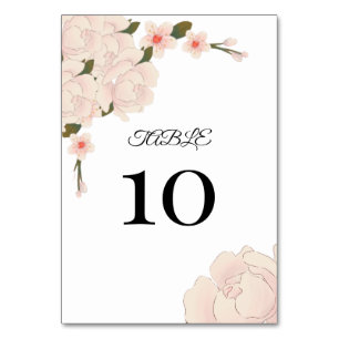 Elegant Romantic Blush Pink Floral Blossom Table Number