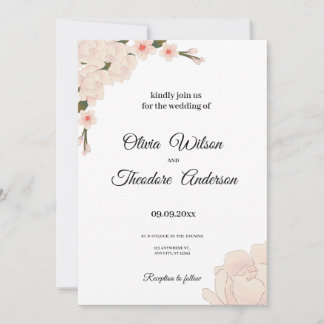 Elegant Romantic Blush Pink Floral Blossom Wedding Invitation