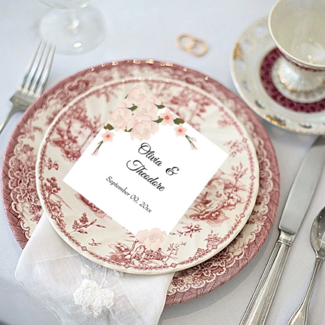 Elegant Romantic Blush Pink Floral Blossom Wedding Napkin (Creator Uploaded)