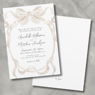 Elegant Romantic Bow Ribbons Whimsical Wedding Invitation