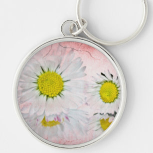 Elegant Romantic Bridal Shower Daisies Wedding Key Ring