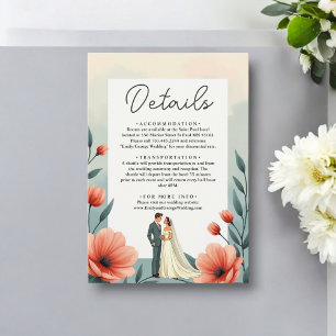 Elegant Romantic Bride And Groom Floral Wedding Enclosure Card
